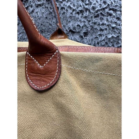 Vintage Dooney & Bourke Women's Leather Trim Canvas Tote Bag Beige Black - Picture 9 of 15